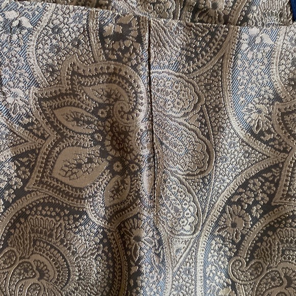 Ann Taylor Paisley Embossed Dress Pants Taupe Brown - Picture 3 of 5